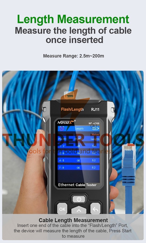 Thunder Tools NOYAFA NF-8506 LCD Digital Network Cable Tester Rechargeable