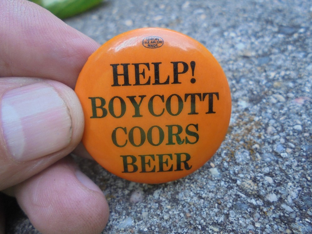 Vintage Pinback Button Help! Boycott Coors Beer
