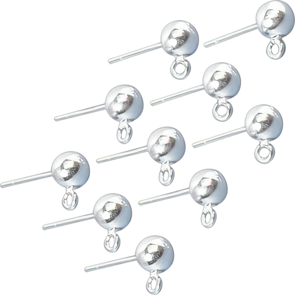 10 Sterling Silver Ball Stud Earrings 5mm
