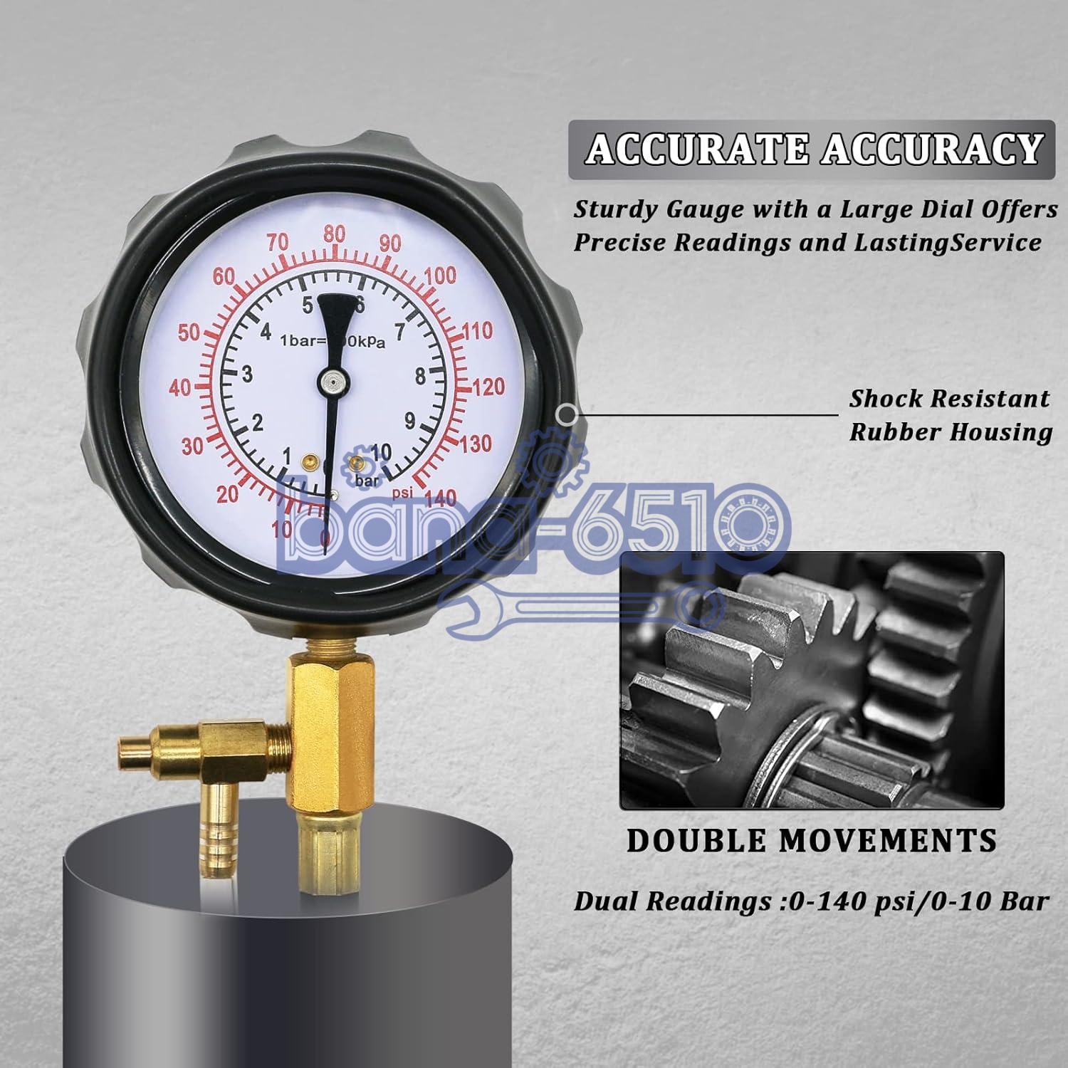 0-140PSI Fuel Injection Pump Pressure Tester Injector Pump Pressure Gauge Kit