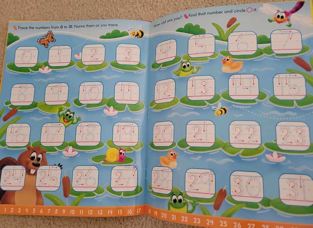 2 PK - K Learning Educational Wipe-Off Books 'Counting 0-31' & 'Everyday Math'