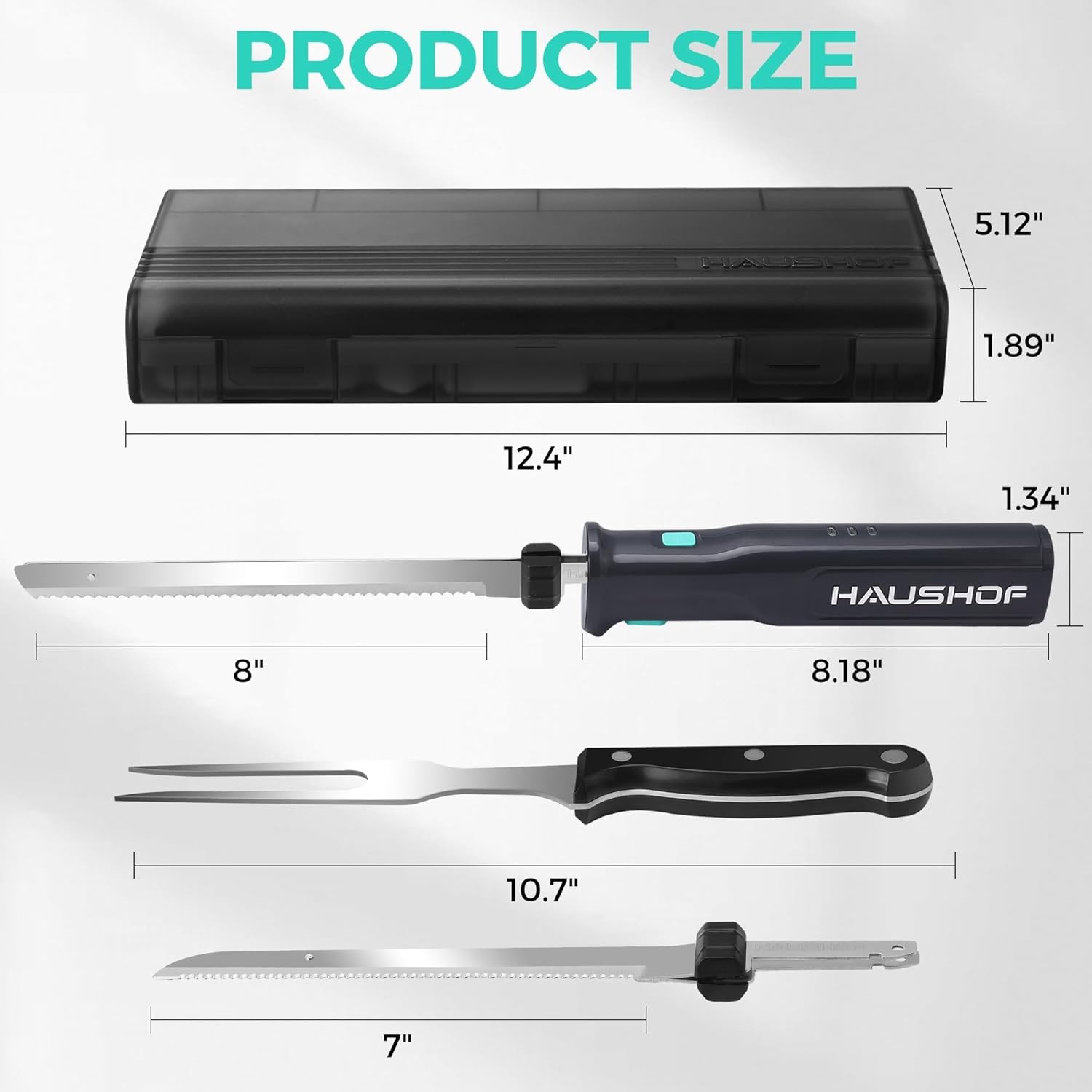 HAUSHOF Cordless Electric Knife Sets for Meat Slicing 8V Carving Bread Knife USA