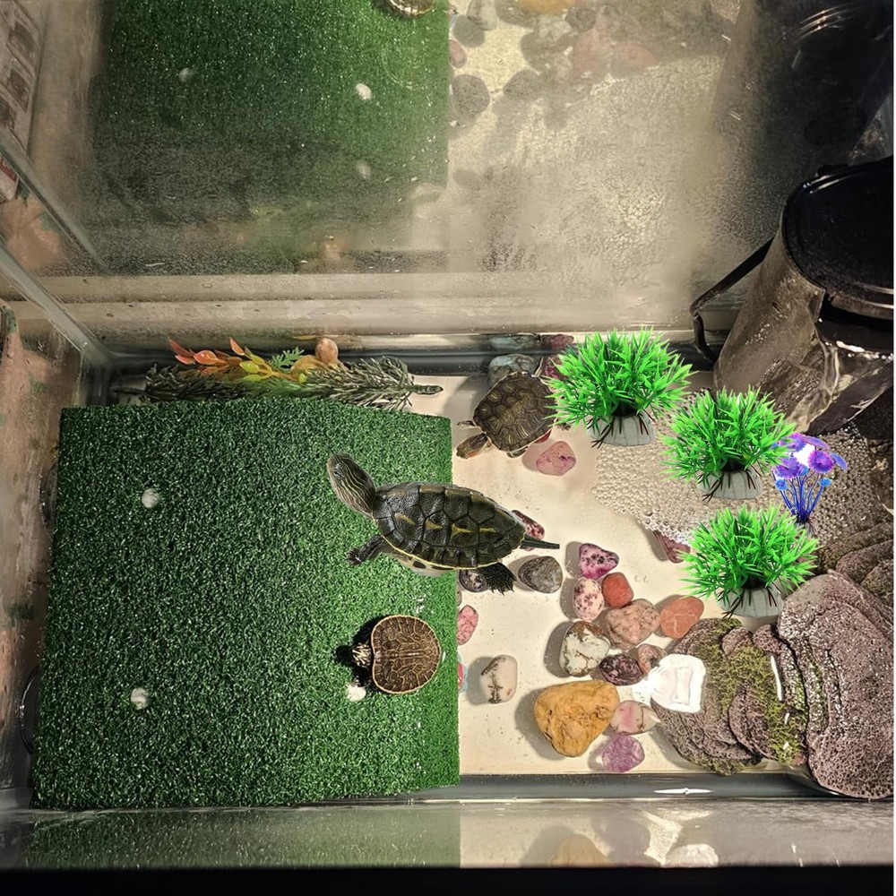 Turtle Resting Basking Platform Simulation Grass Turtle Ramp, Lawn Tortoise C...