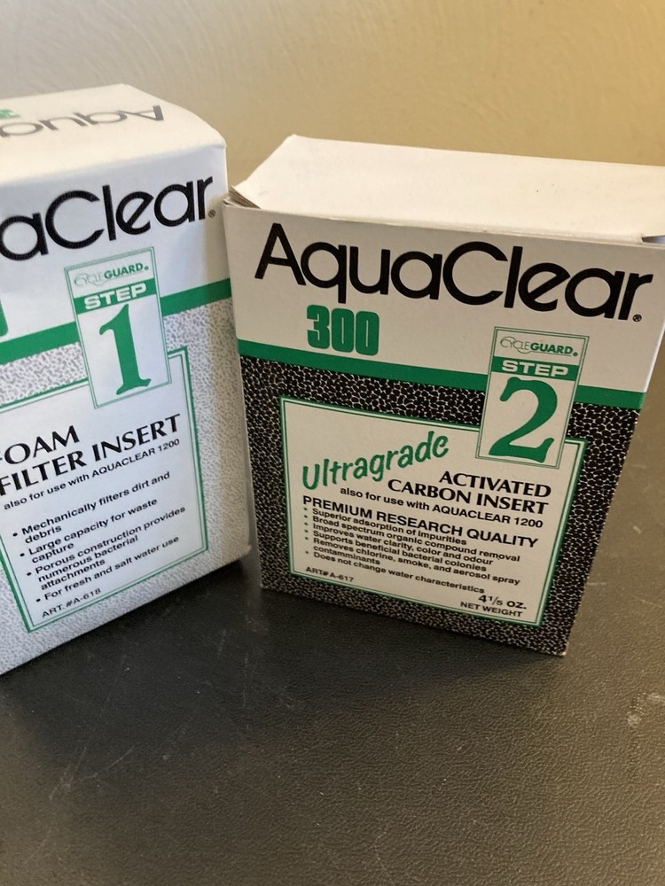 AquaClear 300 Cycle Guard Foam Filter Insert + Ultragrade Carbon Insert NOS