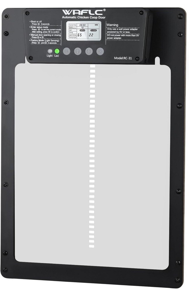 WRFLC Automatic Chicken Coop Door Electric w/ Opener Timer Light Sensor RC-31
