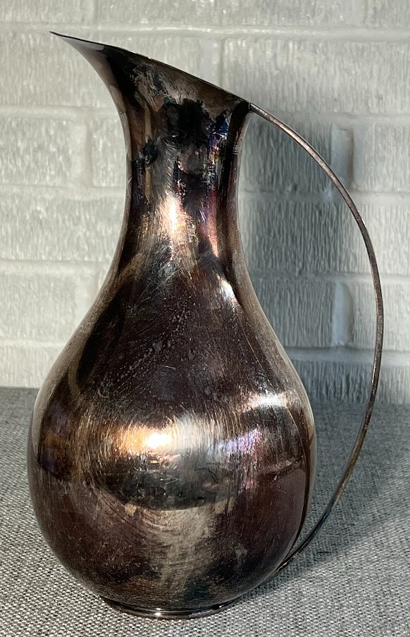 E Dragsted Pitcher Scandinavian Silver Plated Over Brass 11" T MCM Denmark
