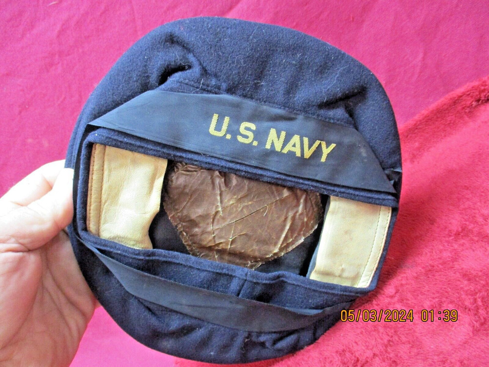 WW2 US Navy Wool "Donald Duck" Hat, Issued and Worn