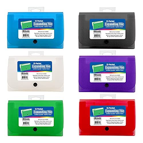 BAZIC Expanding File Folder 13 Pockets, (3116)  6-PACK