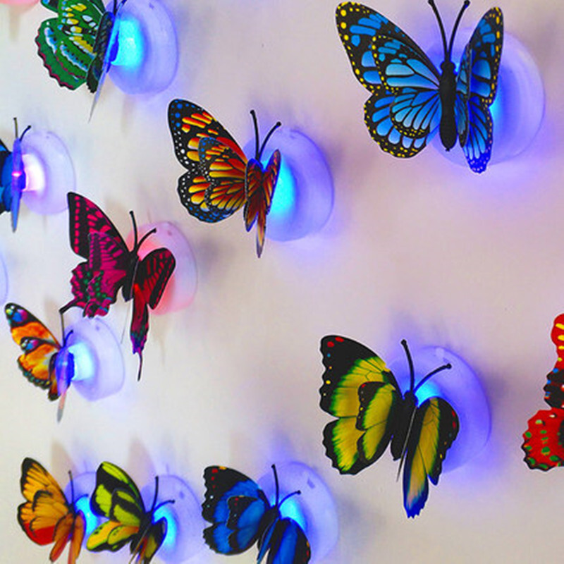 4x Butterfly LED Night Light Creative Glowing Stickable Romantic Wall Lights