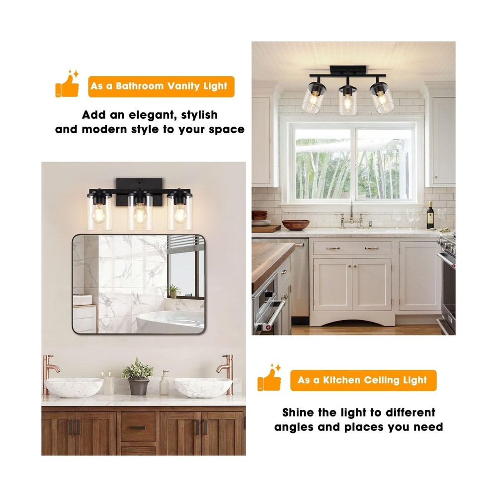 FadimiKoo 3-Lights Semi Flush Mount Ceiling Light, Adjustable Kitchen Light F...