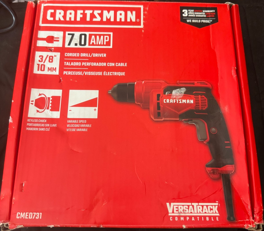 CRAFTSMAN Corded 7 amp 3/8-in Keyed Drill