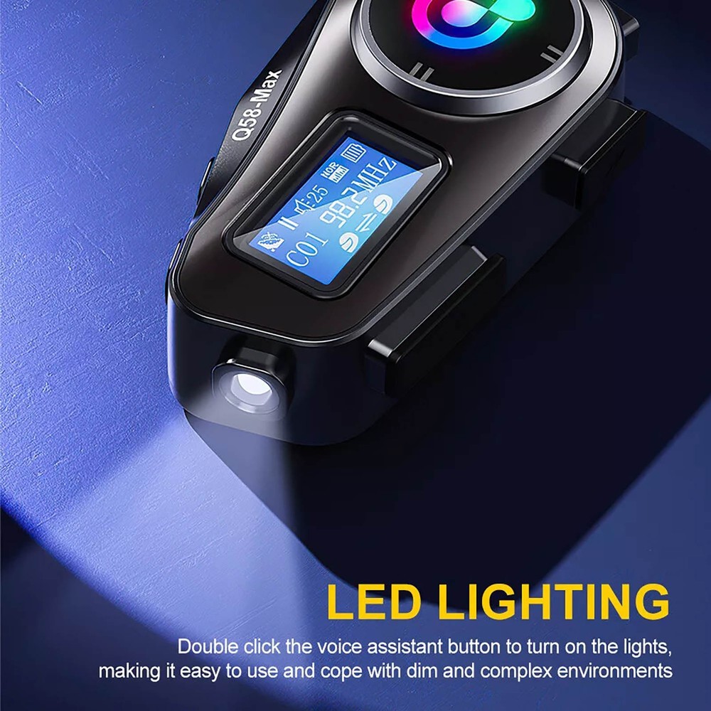 Motorcycle Intercom Music Bluetooth Helmet Headset LCD Display Waterproof