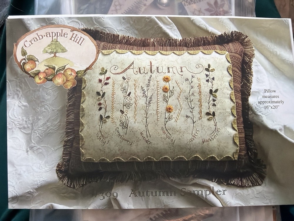 Crab-apple Hill 309 Autumnal Sampler Pillow Embroidery Pattern Fall Decor
