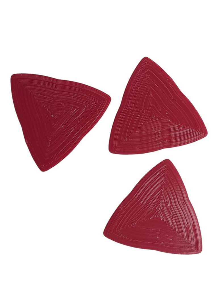 3-Pack Triangle Guitar Picks 0.80mm Medium Thickness, Color Red, Ecofriendly