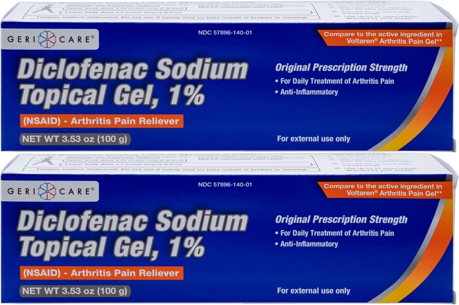 GeriCare Dicclofenac Tropical Gel Arthritis Pain Reliever 3.53 oz / 100 g 2 Pack