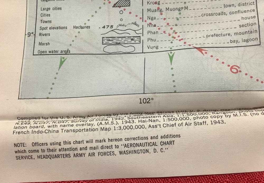 WWII SILK ESCAPE MAP Dated 1943 RAF/ USAAF