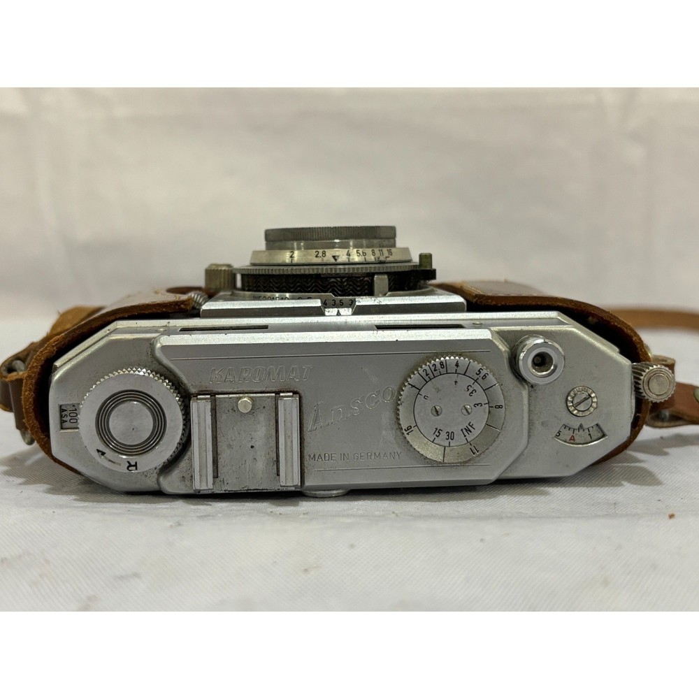 Ansco Karomat Rangefinder Camera w/ Synchro Compur Shutter & Leather Case AS IS