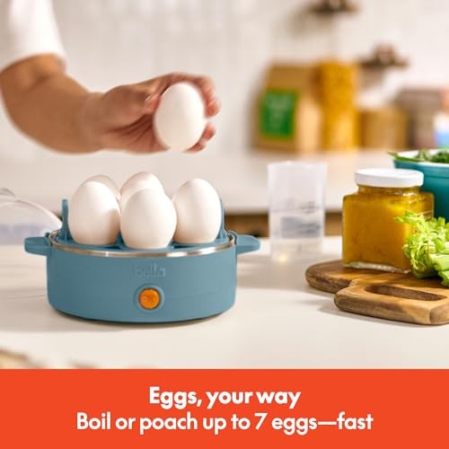 bella Electric Egg Cooker, 7 Eggs Capacity Tray, Single Stack, 7 Eggs, Surf