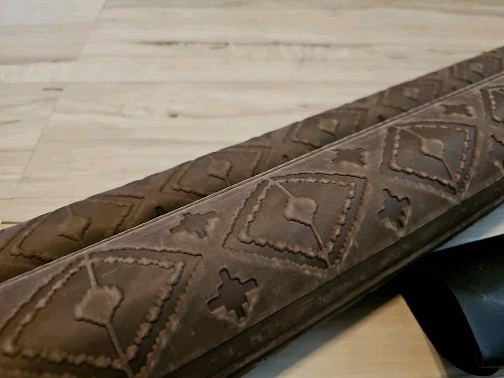 3oz BROWN WESTERN EMBOSSED PATTERN LEATHER HIDE PANEL,SHEET,SQUARE,12x12x24 10+s