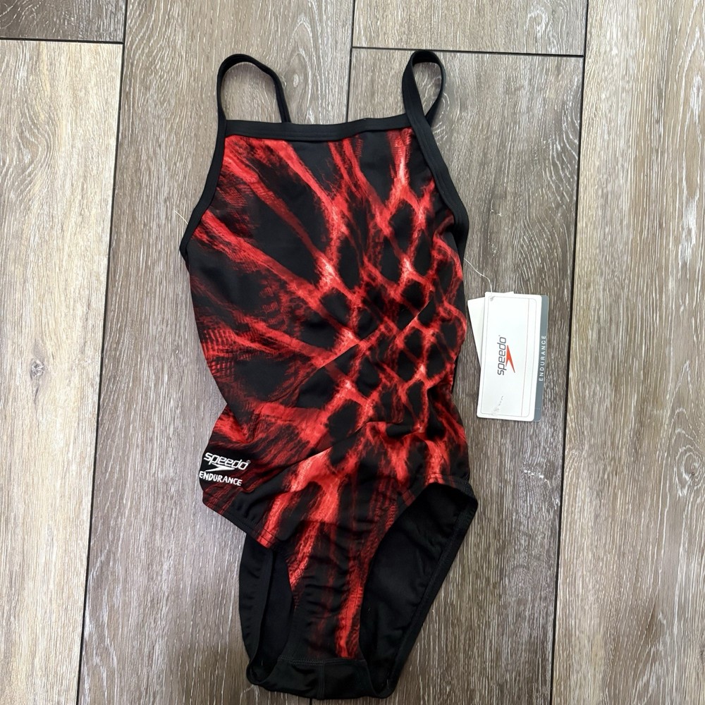 Speedo Endurance One Piece Size 22 Red And Black Pattern NWT MSRP $76