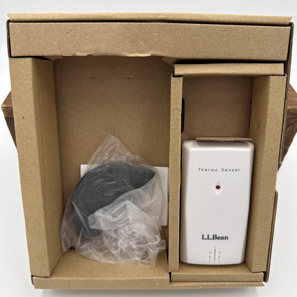 LL Bean Wireless Weather Finder, New / Open Box, Station & Sensor, Atomic Clock