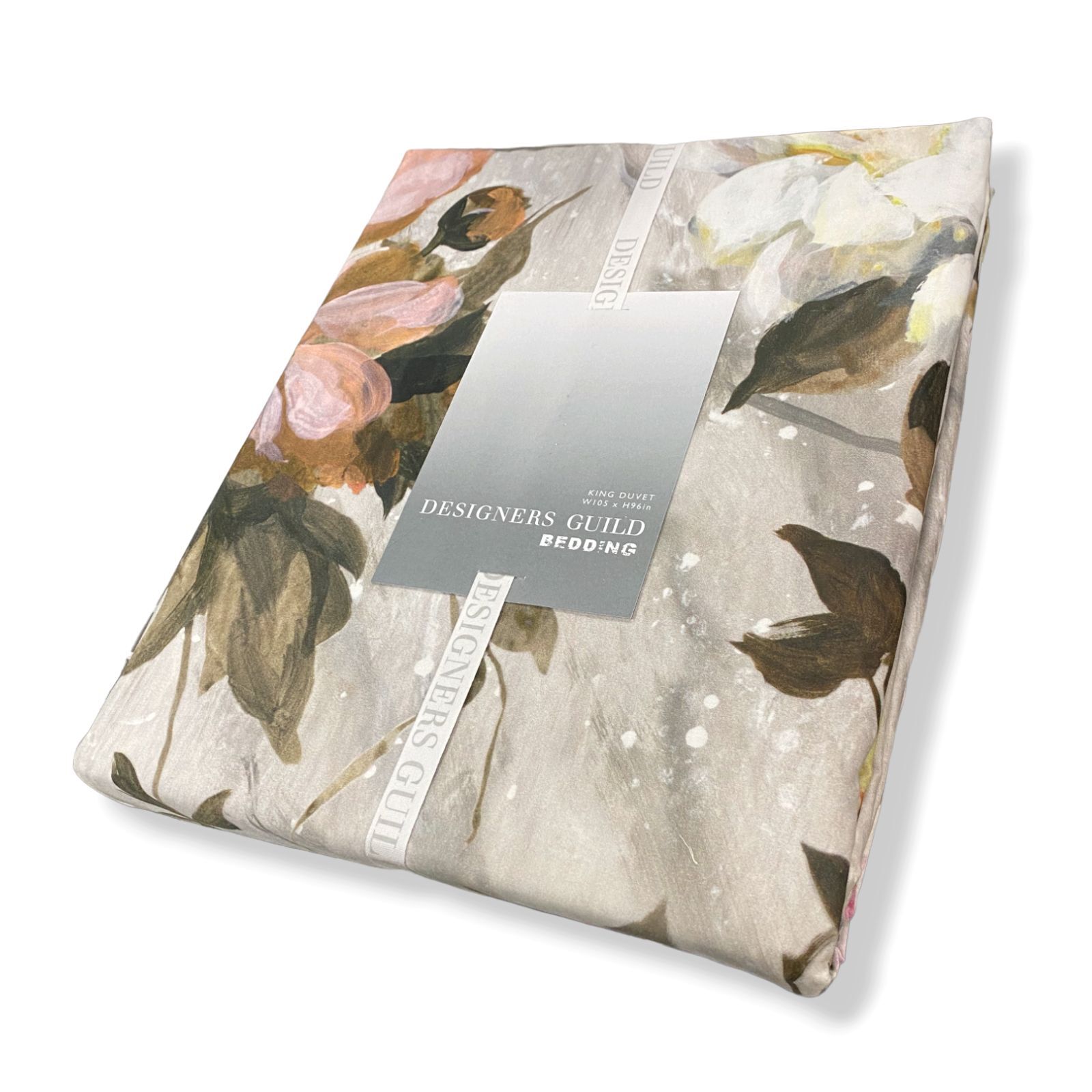 $350 Designers Guild Grey Fresco Fiore Floral Platinum King Duvet Cover Blanket