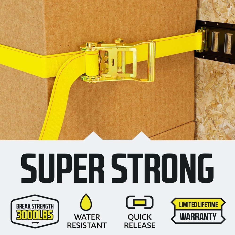 Professional Grade 8-Pack E-Track Ratchet Straps, 1000 lbs Safe Load Capacity