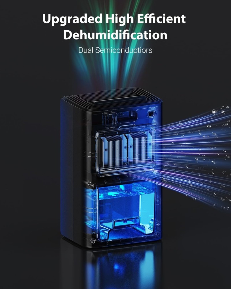 Efficient 1000 Sq.Ft Dehumidifier with 95oz Tank - Auto Shut-Off & Aromatherapy