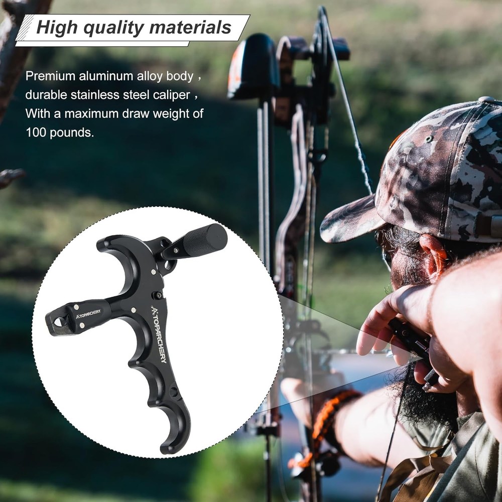 360° Rotation 4 Finger Grip Adjustable Archery Compound Bow Thumb Release Aids