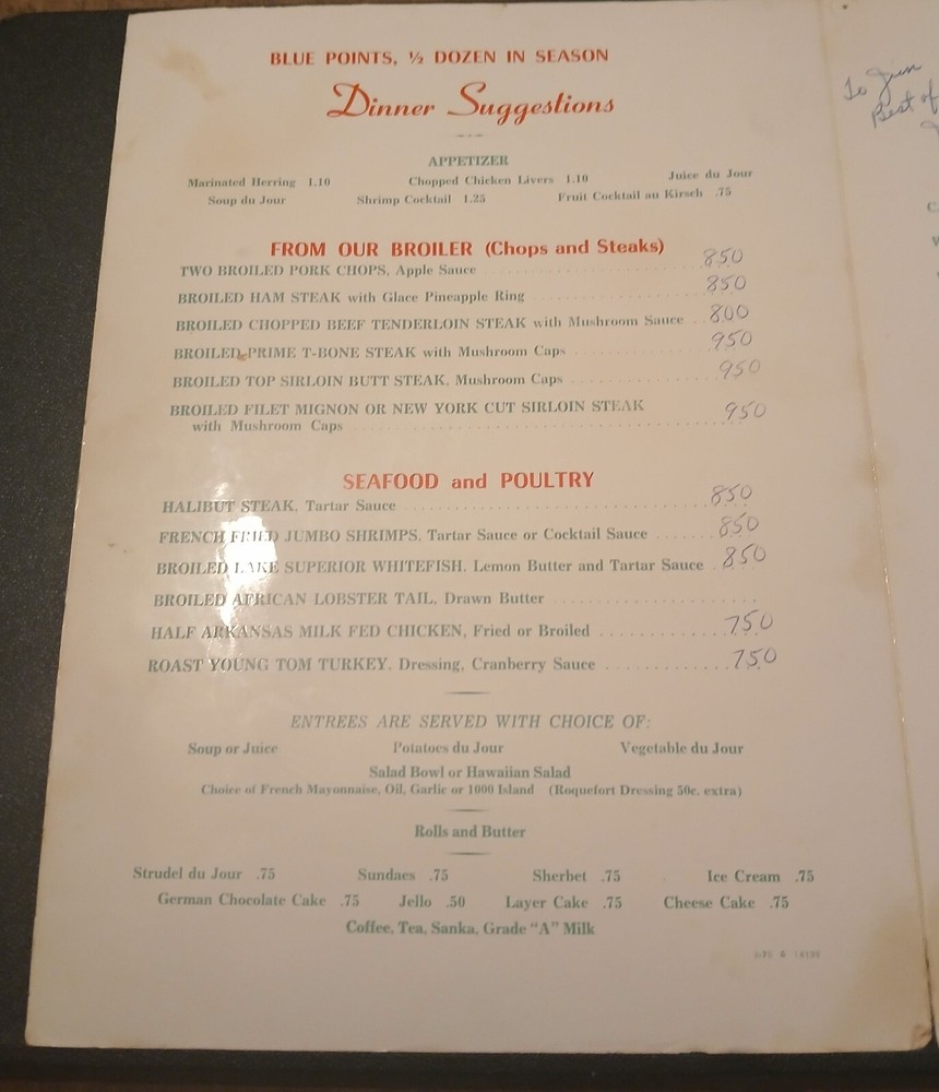 MATH IGLER'S CASINO Chicago MENU Signed Autographed