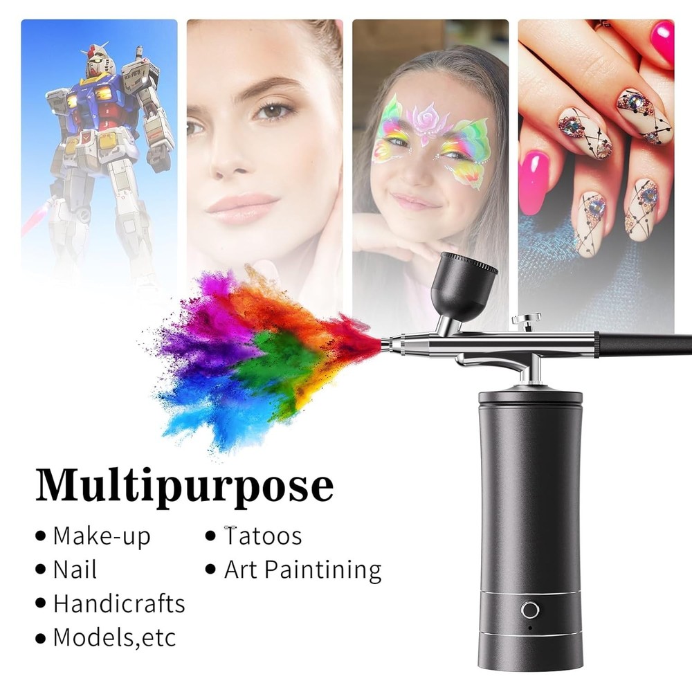 Wireless Airbrush Kit: Compact 5.9'' with Powerful Compressor & USB Charge