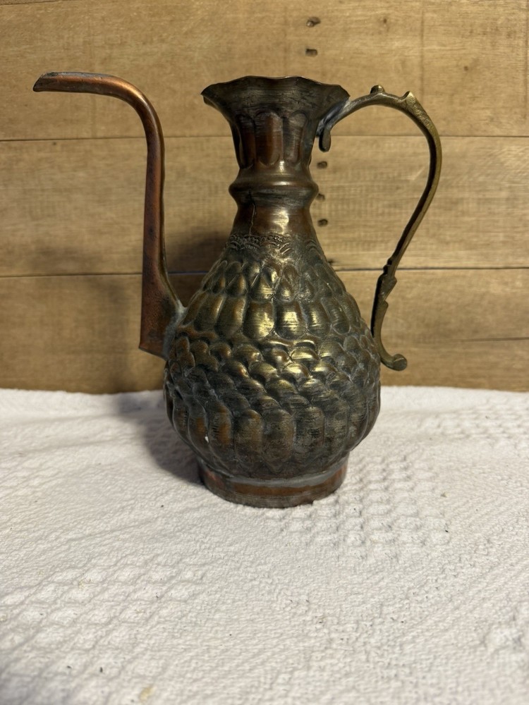 Antique Copper Pitcher Hammered Patina Handcrafted