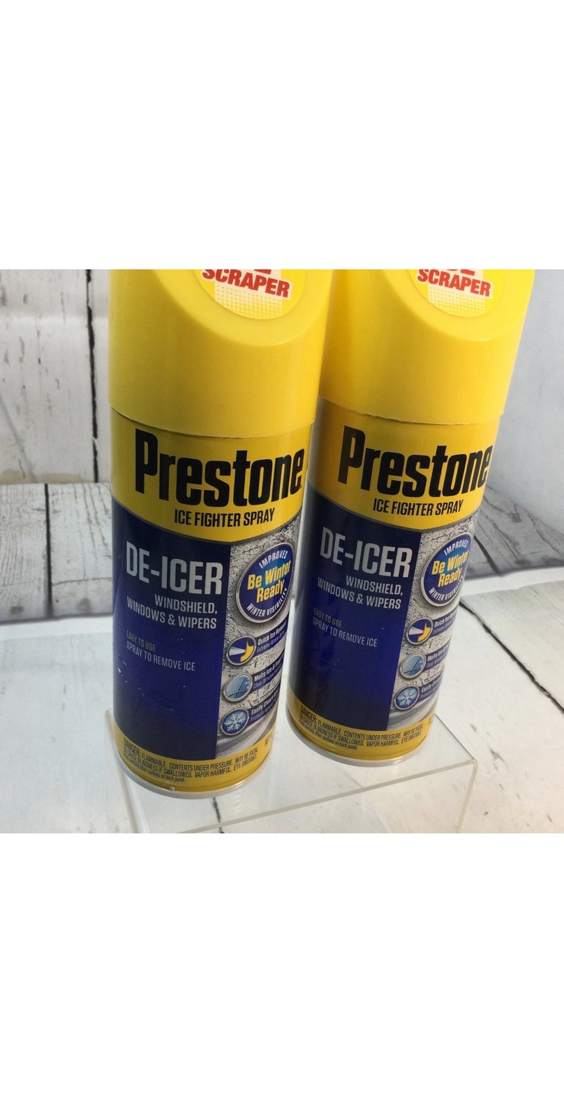 Prestone Windshield De-Icer-Spray Canister 17 oz.Built Ice Scraper Lot 2