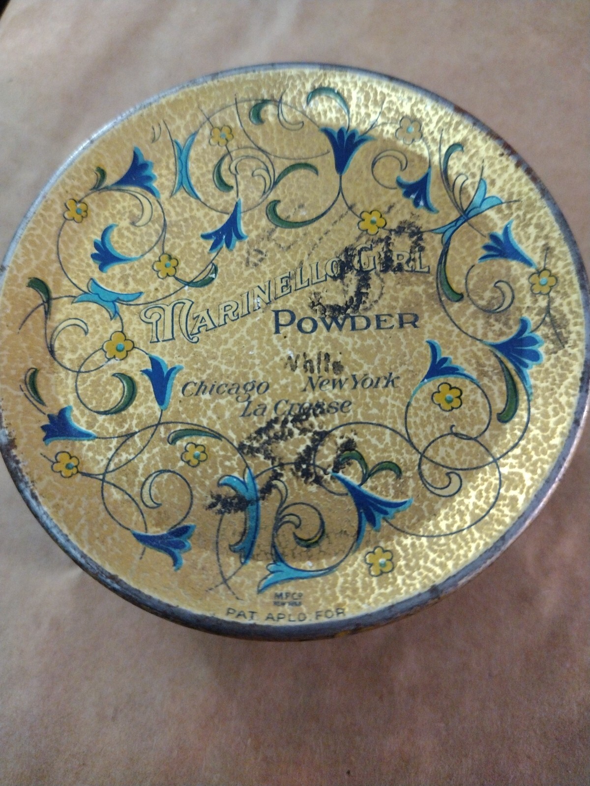Vintage Marinello Girl Powder Decorative Tin Rare! No Powder In Tin See Photos