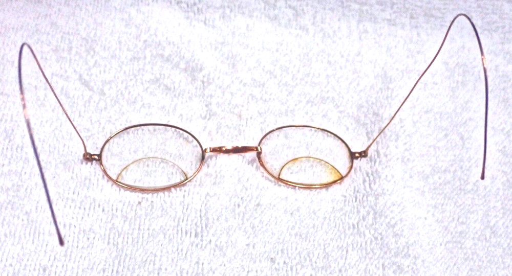 10K SOLID GOLD AMERICAN OPTICAL 1900 FRAME WITH PASTE-ON WAFER BIFOCALS!