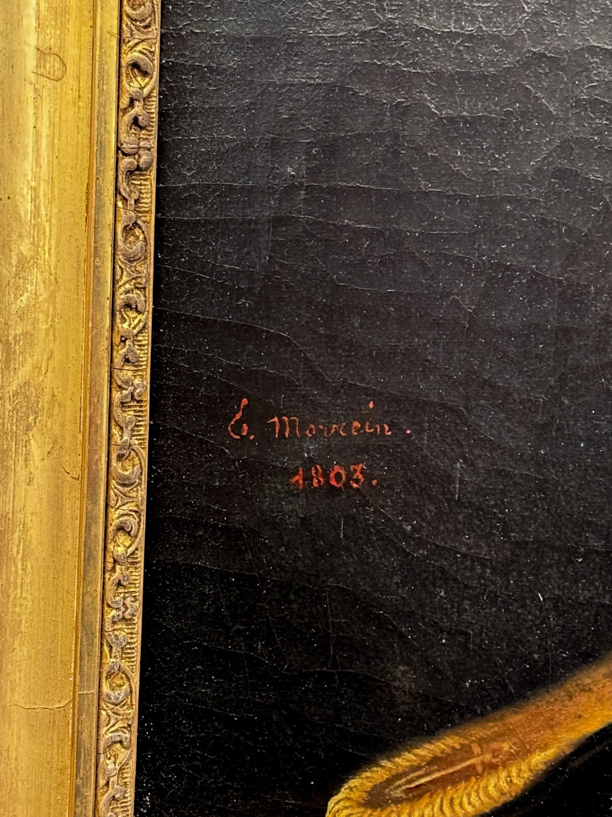 1803 Hand Painted Signed Portrait Napoleon Navy Officer Waterloo Battle War