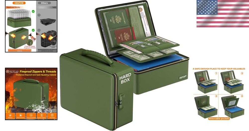 Versatile Fireproof Document Box with Thermal Insulation - For Home & Office Use