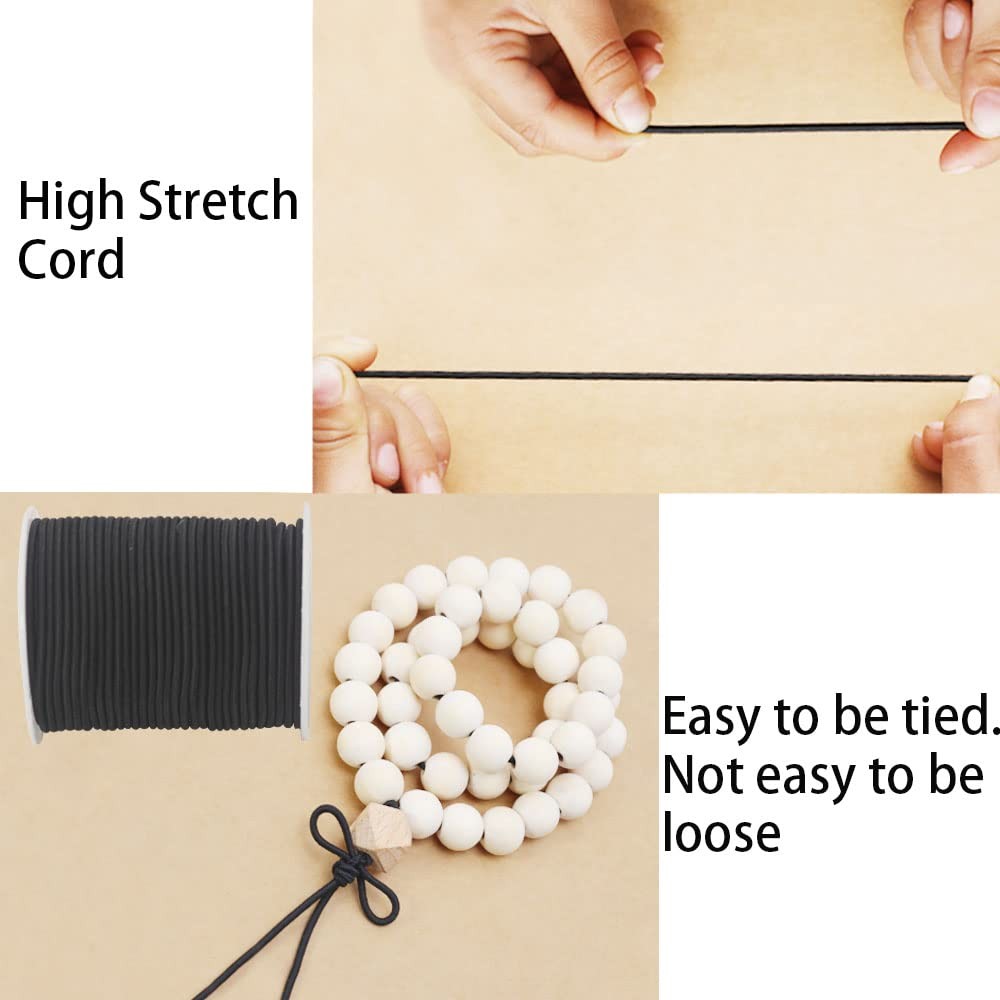 ZHFMLY Black Thin Elastic Cord String 2mm for x129ft-black,