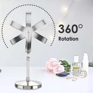 Makeup Mirror, 3000mAh Rechargeable Double-Sided Magnifying Vanity Mirror wit...