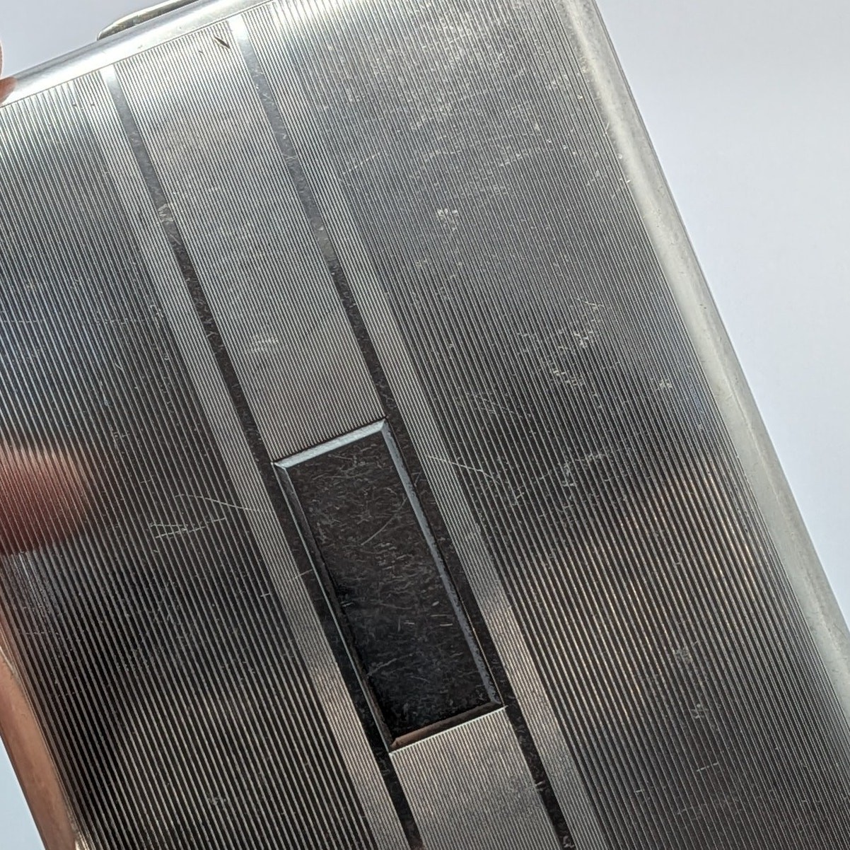 Vintage 1950s Sterling Silver Etched Cigarette Case Wallet Card Holder 5oz