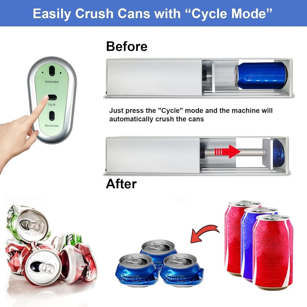 Electric Can Crusher with Button Controller, Automatic Can Crushers for Recyc...