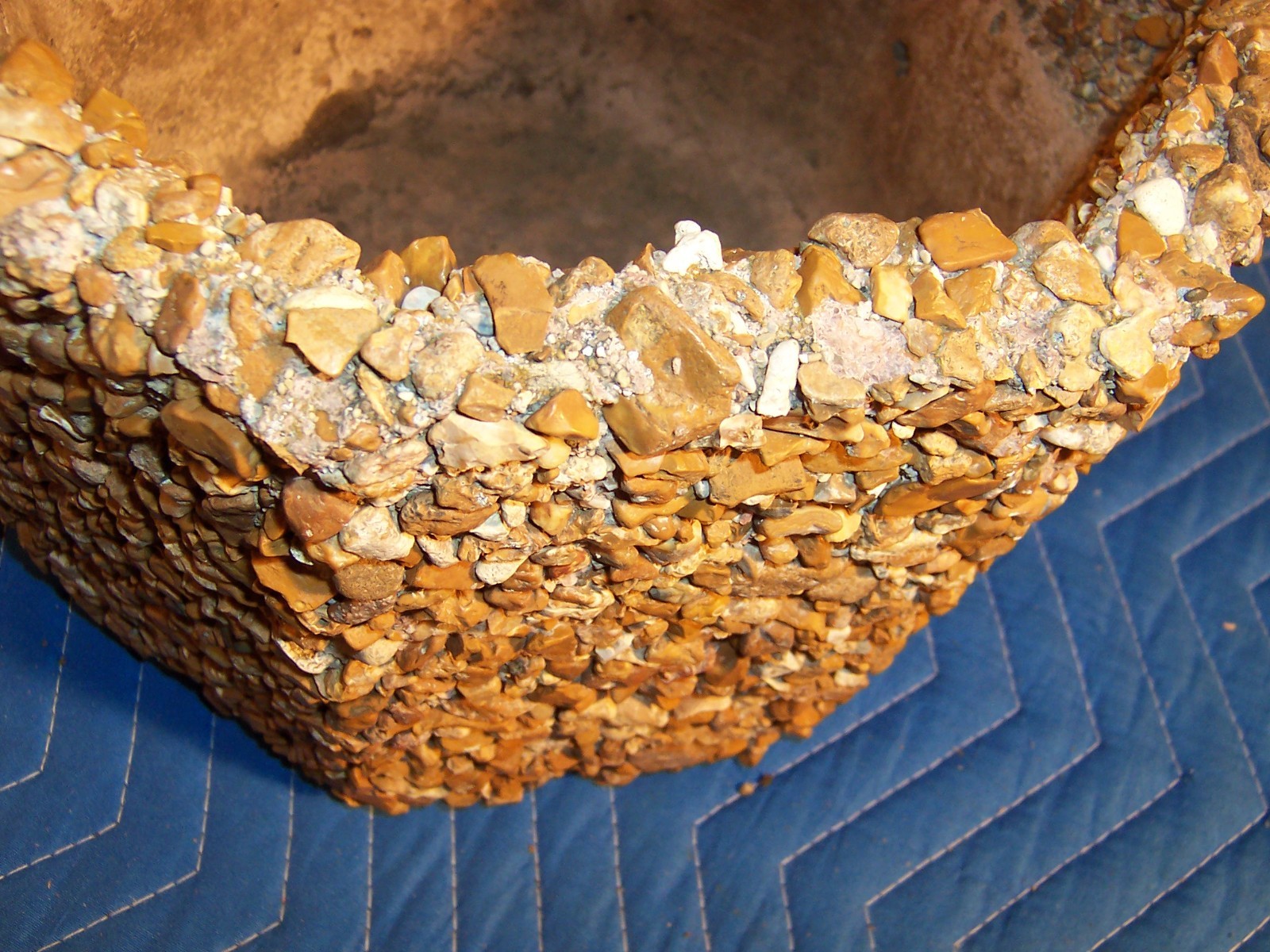 Vintage Exposed Aggregate Octagon Concrete Garden Planters Pair