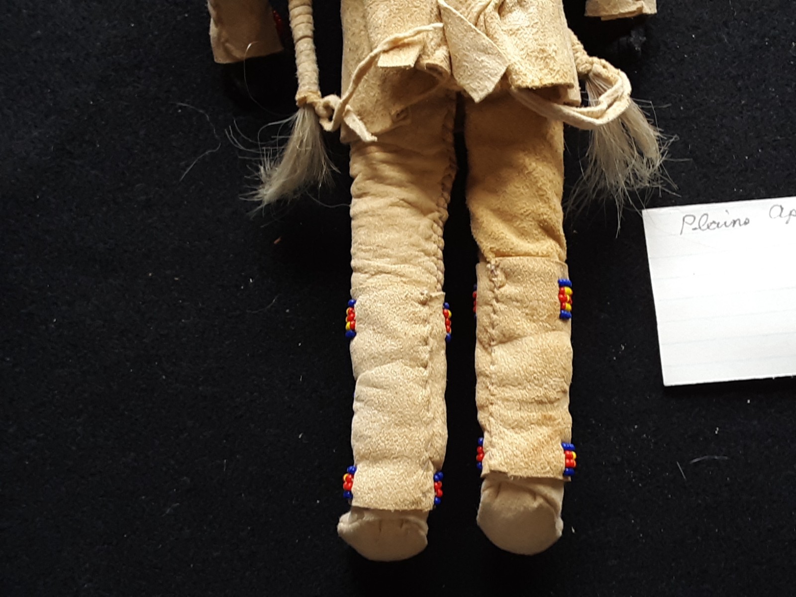 NATIVE AMERICAN BEADED LEATHER DOLL, APPLE HEAD INDIAN DOLL, SB-0226*09095