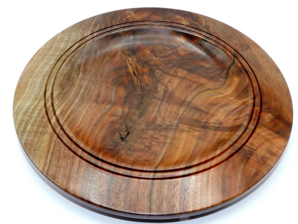 Handmade Crotch Figured Black Walnut Platter. Stunning flame pattern/colors. #95