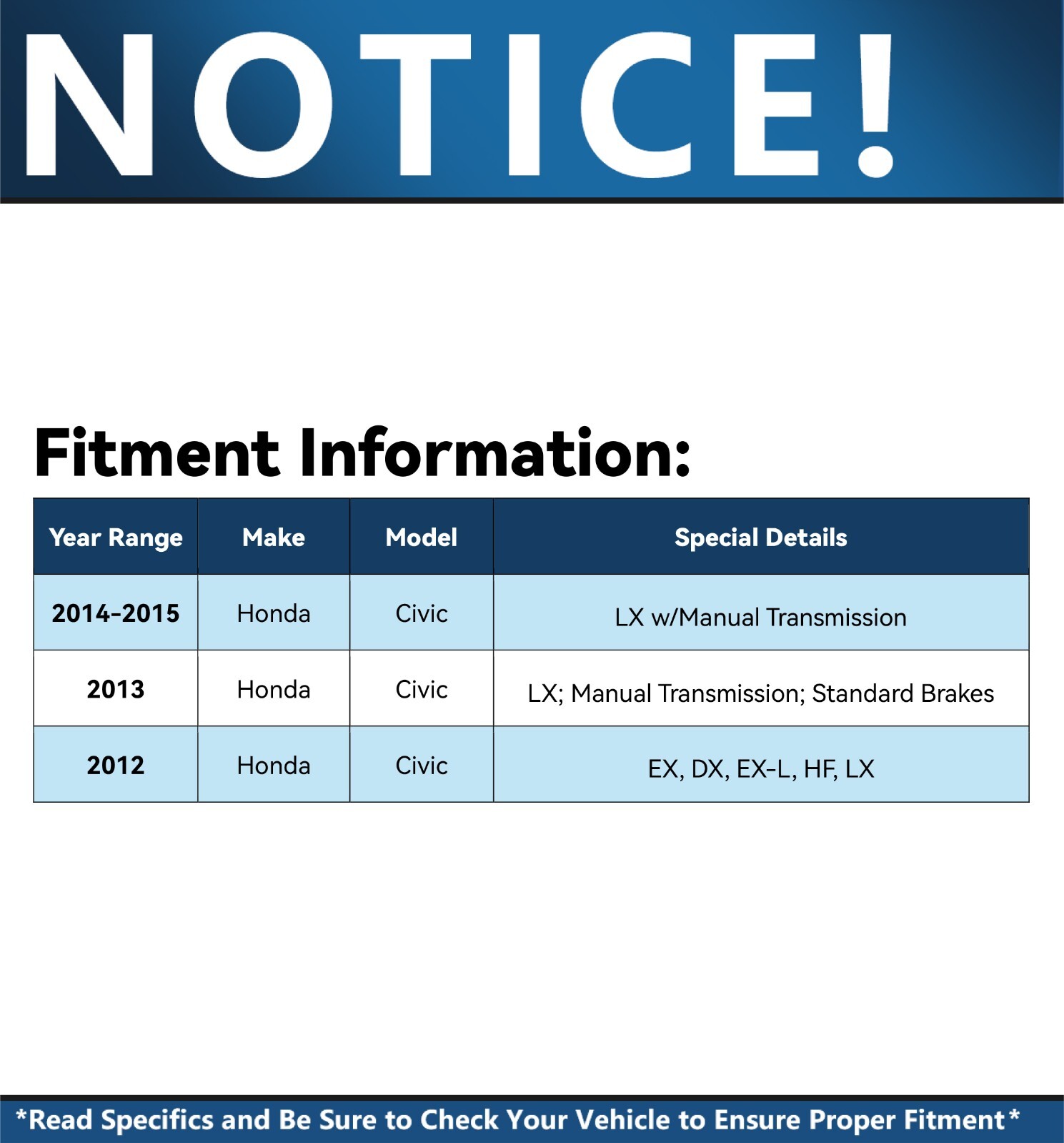 Front Disc Rotors & Ceramic Brake Pads for 2012 Honda Civic DX LX EX HF