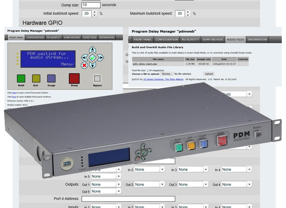 25 Seven AES Digital Audio Broadcast Profanity Program Delay Manager DUMP Button