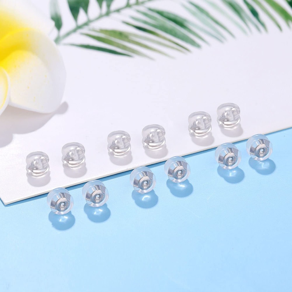 18K Gold Locking Secure Earring Backs for Studs, Silicone Earring Backs Repla...