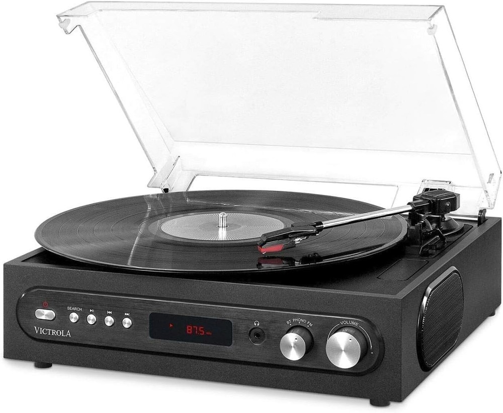 Victrola Bluetooth Record Player Belt-Driven 3-Speed Turntable Headphone Jack