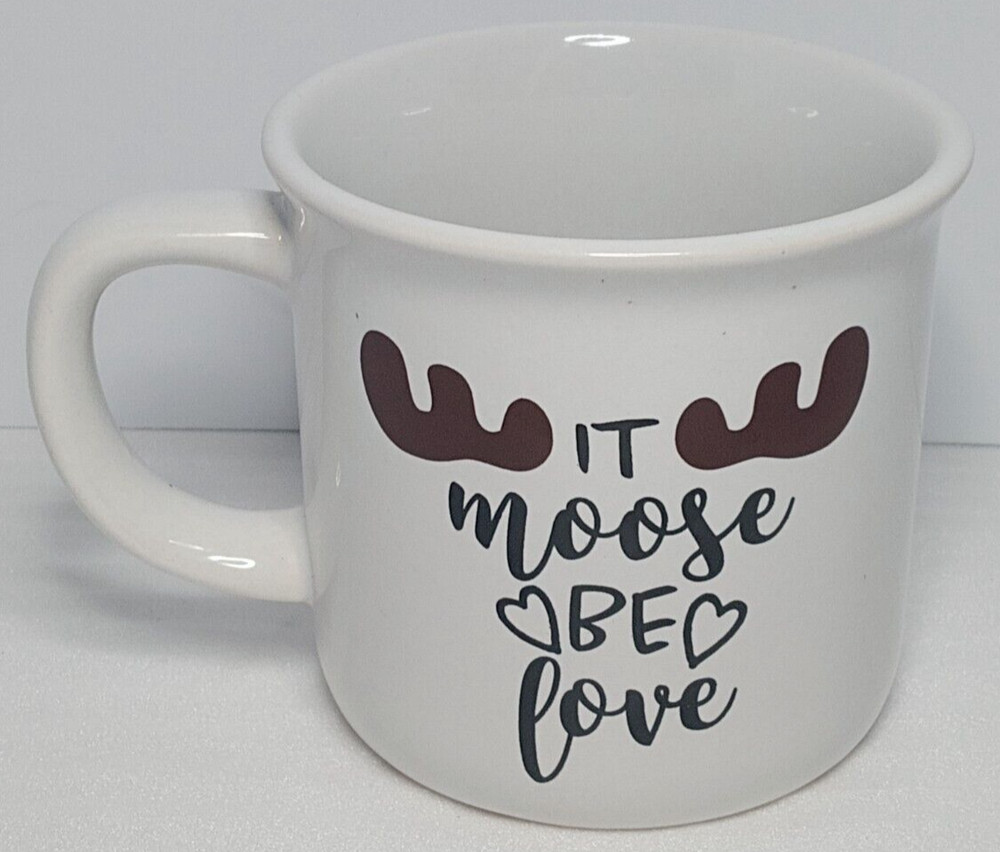 White Coffee Cup "It Moose Be Love" Comical Theme