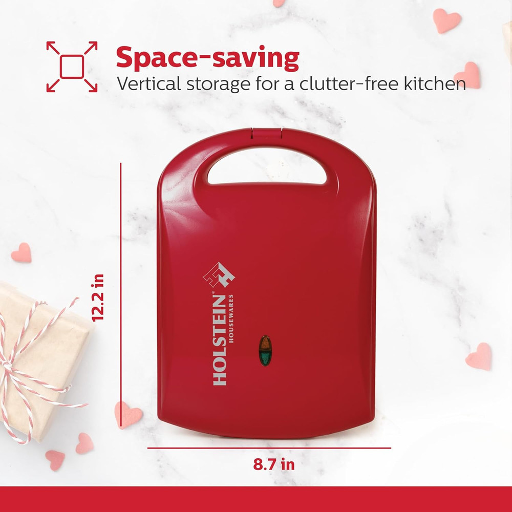 4-Section Heart Shaped Waffle Maker, Non-Stick Waffle Iron, Mini Waffle Maker fo